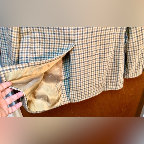 Vintage Christian Dior 1970s Mens Plaid Virgin Wool Blazer Tan Jacket SingleVent - Picture 12 of 16
